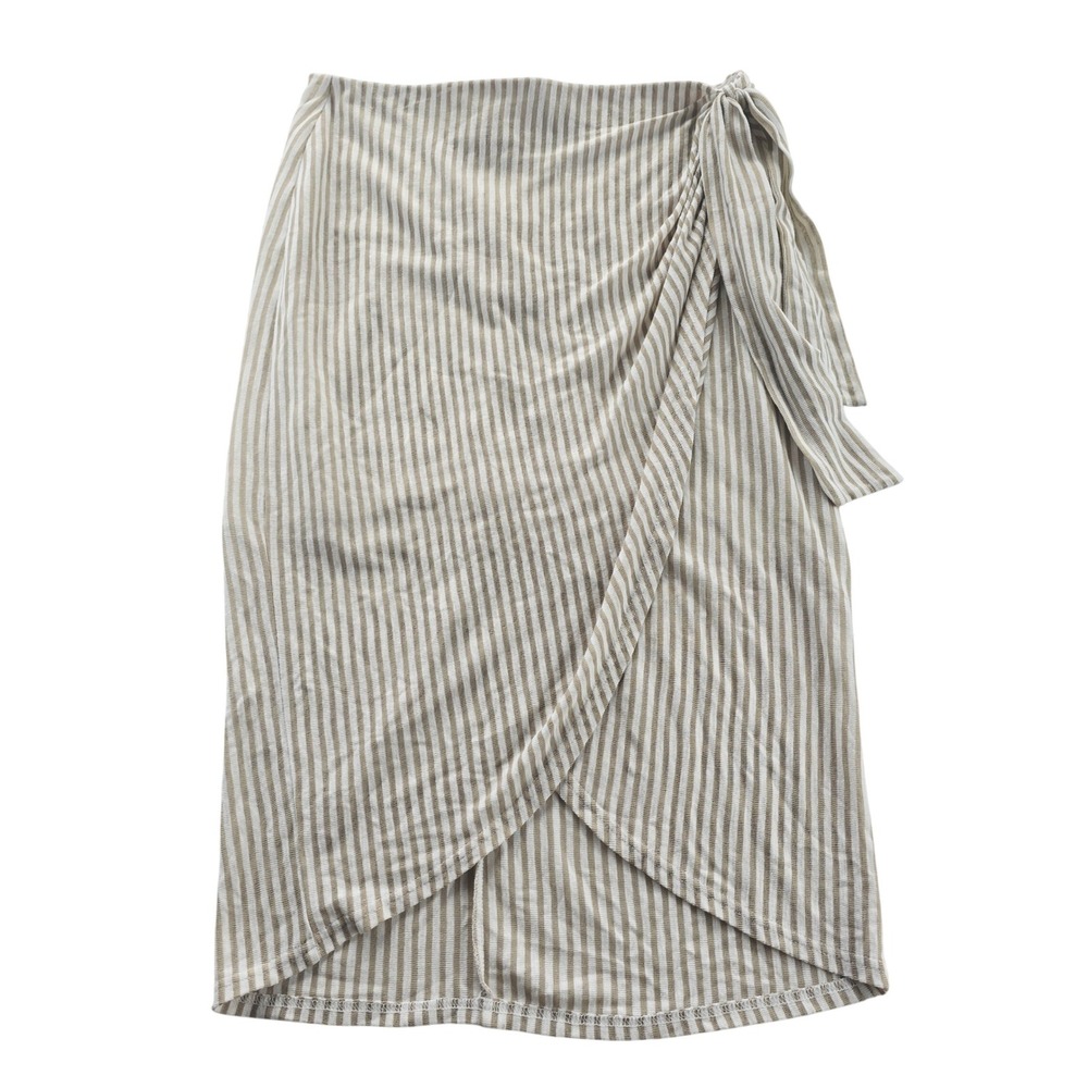 MPC Minkpink -1927 Striped Tie Wrap Skirt Beige‎ Cream Knee Length Casual Medium